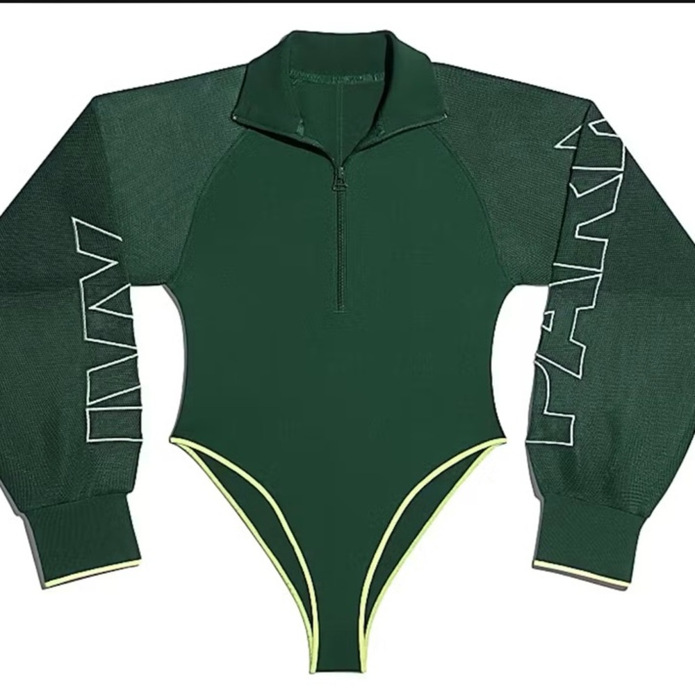 Adidas Ivy Park Mesh Sleeve Bodysuit Dark Green